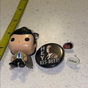 Supernatural Castiel Misha Lot earrings, pin +